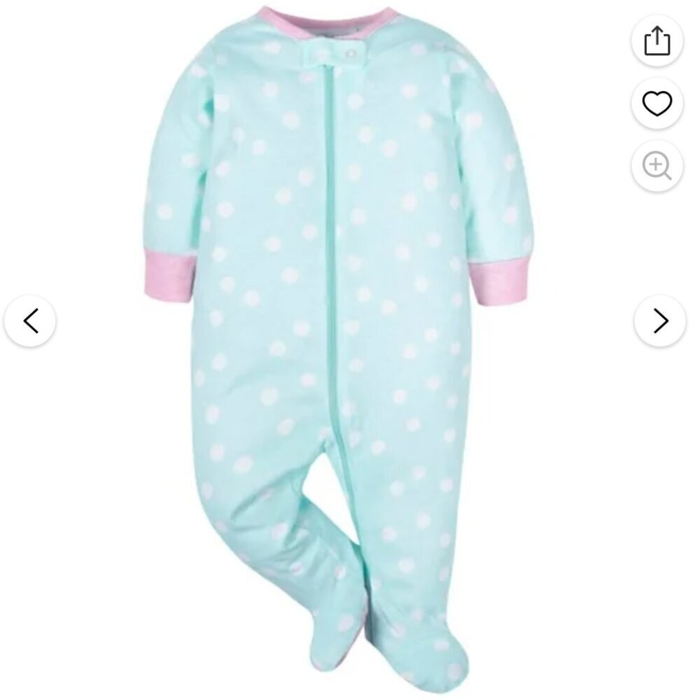 Onesies‎ Brand Sleep 'N Play Footed Pajamas Teal Polka Dots NB